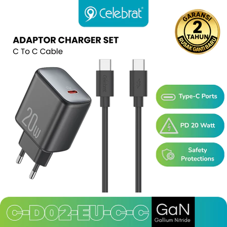 Charger Set (EU) Type-C With (C to C) 20W Cable