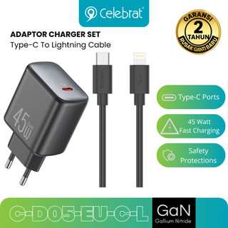 Charger Set (EU) Type-C Port With (C to L) 45W Cable