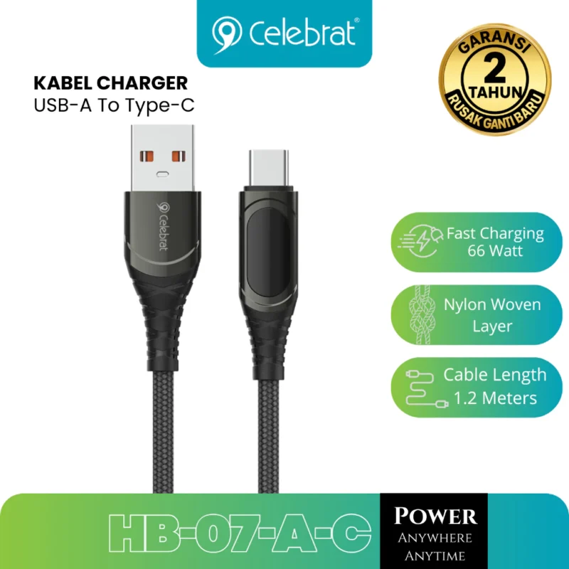 Cable Charging 66W Digital Display USB-A to Type-C 1.2M
